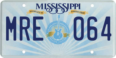 MS license plate MRE064