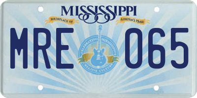 MS license plate MRE065