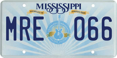 MS license plate MRE066