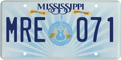 MS license plate MRE071