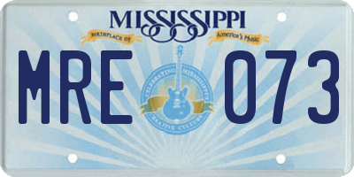 MS license plate MRE073