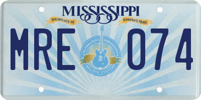 MS license plate MRE074
