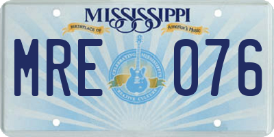 MS license plate MRE076