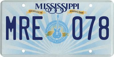 MS license plate MRE078