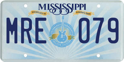 MS license plate MRE079