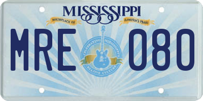 MS license plate MRE080