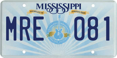 MS license plate MRE081