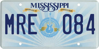 MS license plate MRE084