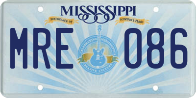MS license plate MRE086