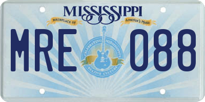 MS license plate MRE088