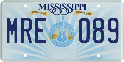 MS license plate MRE089