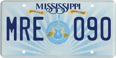 MS license plate MRE090