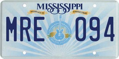 MS license plate MRE094