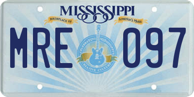 MS license plate MRE097