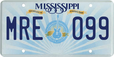 MS license plate MRE099