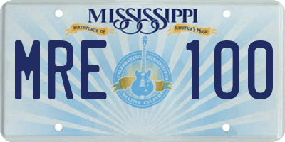 MS license plate MRE100