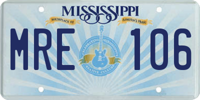 MS license plate MRE106