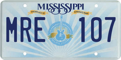 MS license plate MRE107