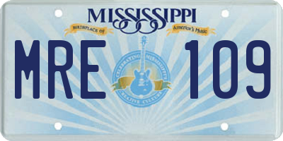 MS license plate MRE109
