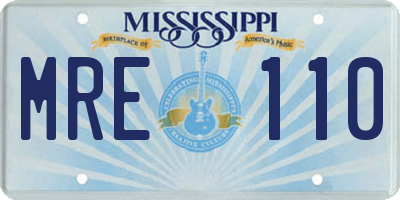 MS license plate MRE110