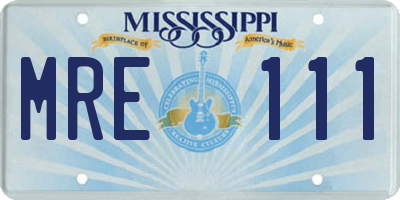 MS license plate MRE111