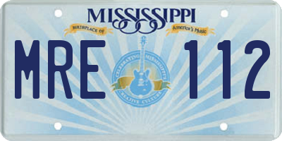 MS license plate MRE112