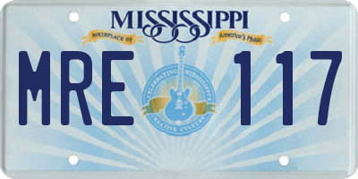 MS license plate MRE117