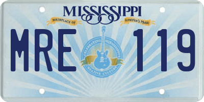 MS license plate MRE119