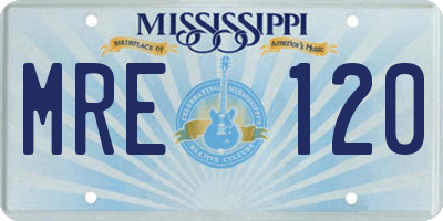 MS license plate MRE120
