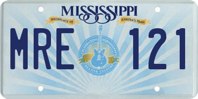 MS license plate MRE121