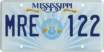 MS license plate MRE122