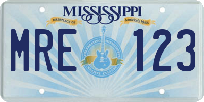 MS license plate MRE123