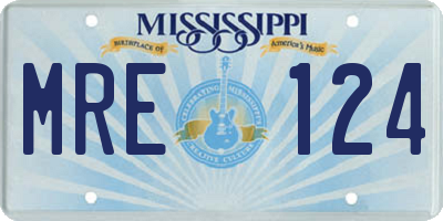 MS license plate MRE124