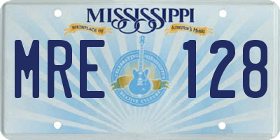 MS license plate MRE128