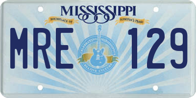 MS license plate MRE129