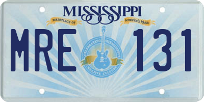 MS license plate MRE131