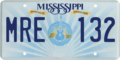 MS license plate MRE132