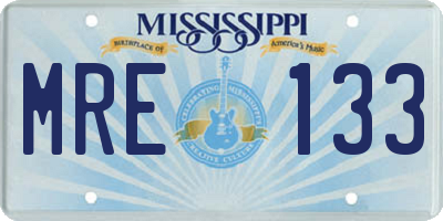 MS license plate MRE133