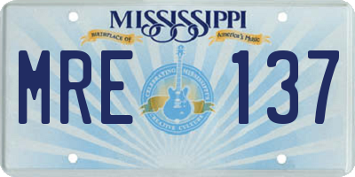 MS license plate MRE137