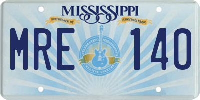 MS license plate MRE140