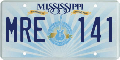 MS license plate MRE141