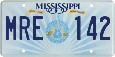 MS license plate MRE142