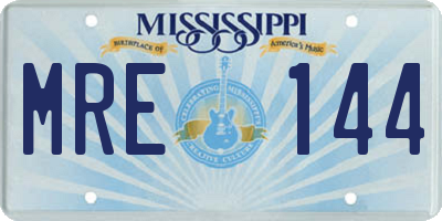 MS license plate MRE144