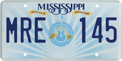 MS license plate MRE145