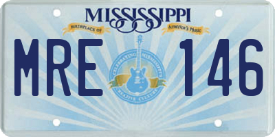 MS license plate MRE146