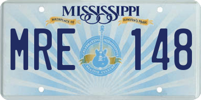 MS license plate MRE148