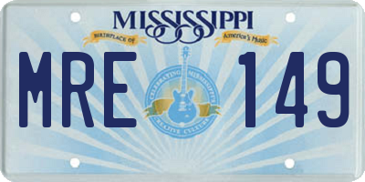 MS license plate MRE149