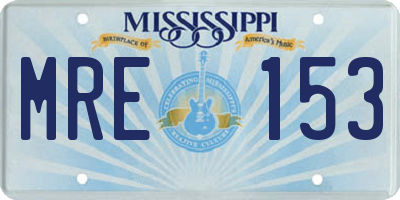 MS license plate MRE153