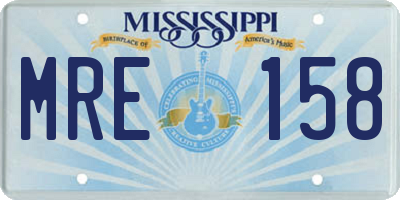 MS license plate MRE158