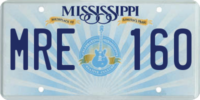 MS license plate MRE160
